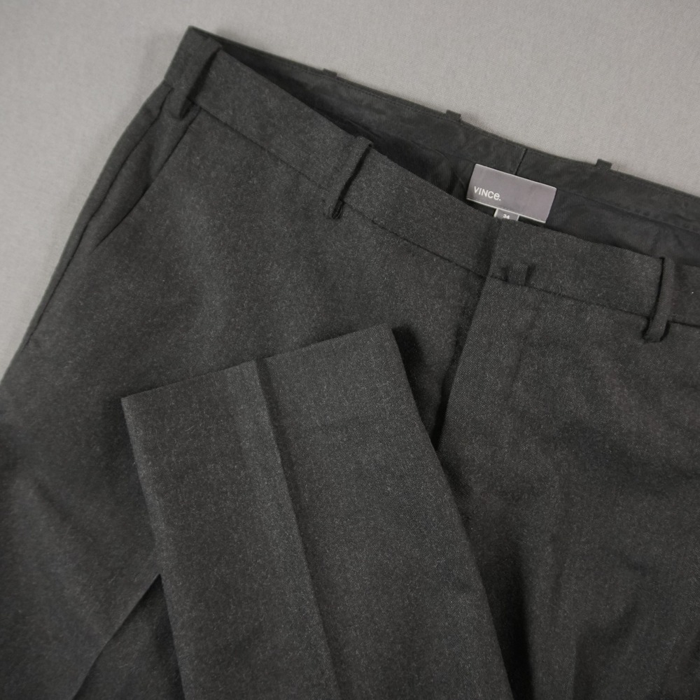 Vince Wool Pleated Dress Italian Pants Mens 34x32 Straight Leg Trousers